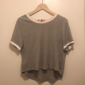 Grey Ribbed Crop Top